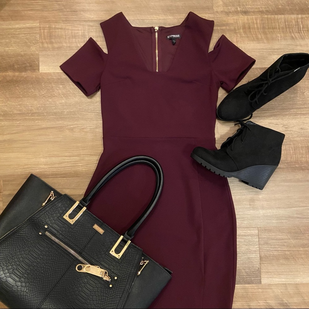 Express cold shoulder midi dress